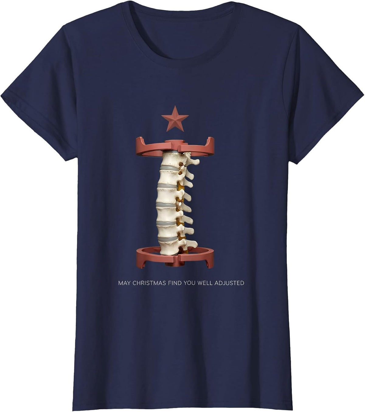 Women's May Christmas Find You Well Adjusted Funny Chiropractor T-Shirt - Navy Blue