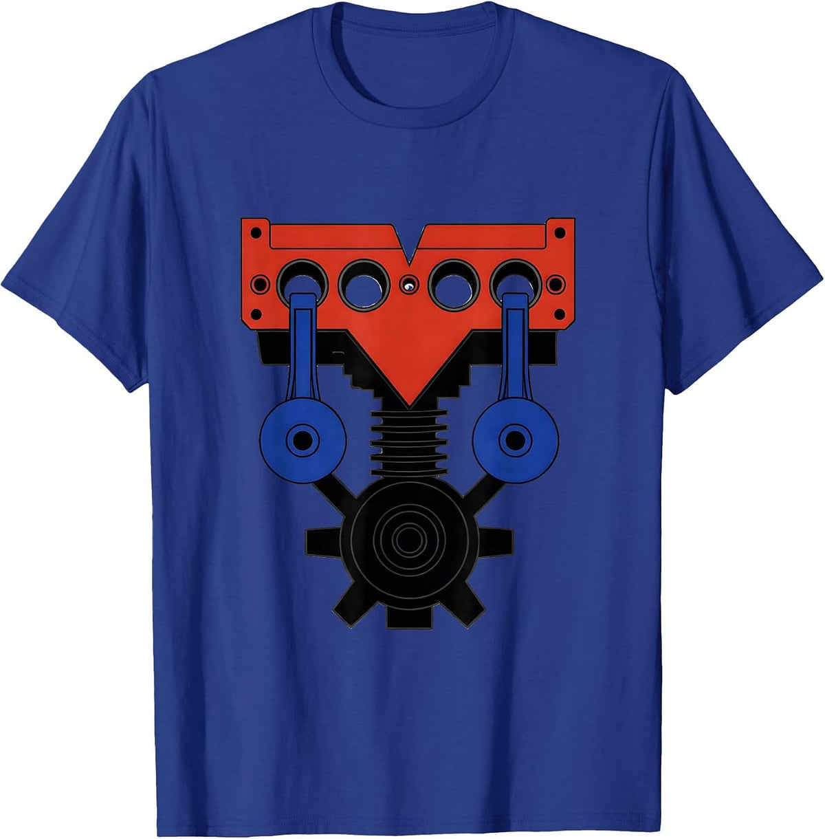 V Bank Engine Blocks Funny Car Mechanic Auto Enthusiast T-Shirt - Royal Blue
