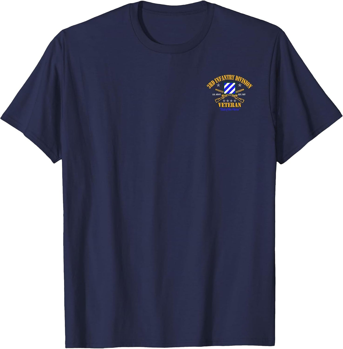 3rd Infantry Division Veteran Shirt Small Logo Veterans Day T-Shirt - Navy Blue