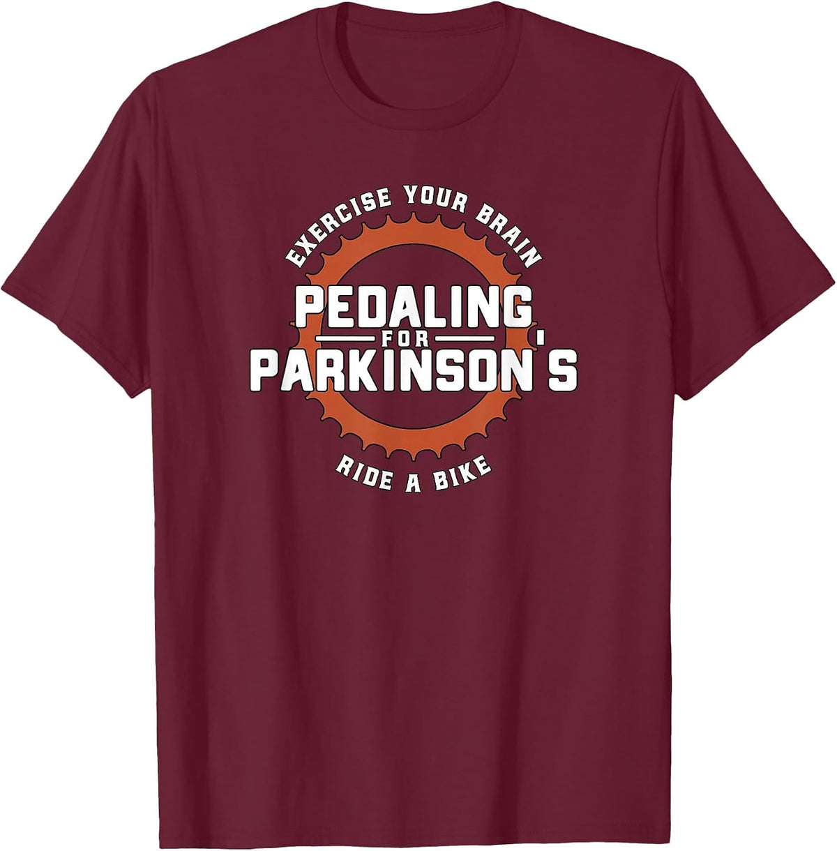 Pedaling for Parkinson's Light Version T-Shirt - Burgundy