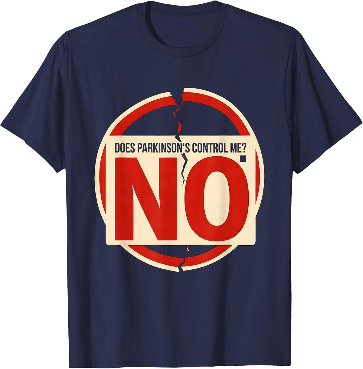 Does Parkinson's Control Me? No Stencil Warrior Support T-Shirt - Navy Blue