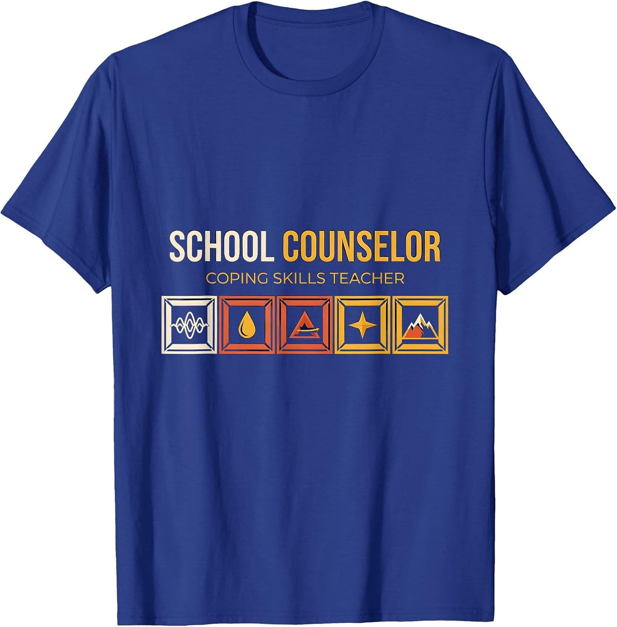 Men's School Counselor Coping Skills Teacher Geometric T-Shirt - Royal Blue
