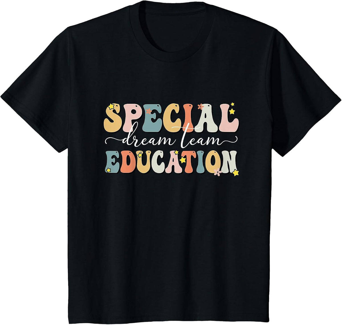 Retro Special Education Squad Groovy Dream Team SPED Teacher T-Shirt - Black