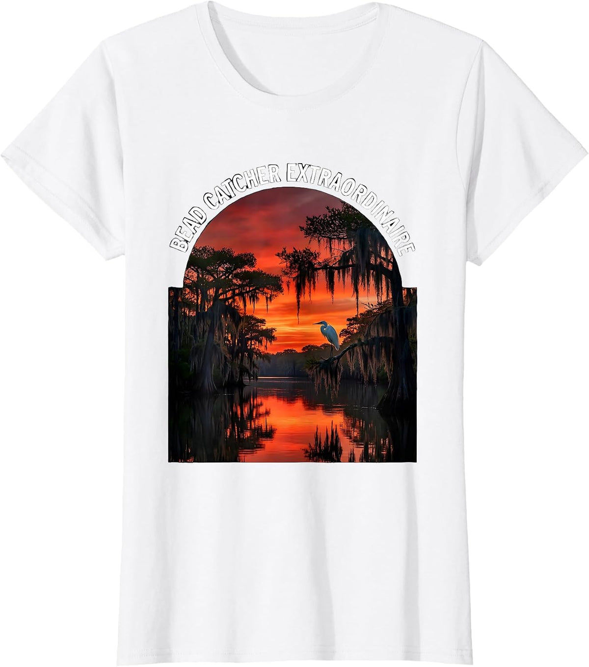Women's Bead Catcher Extraordinaire Mardi Gras Design T-Shirt - White