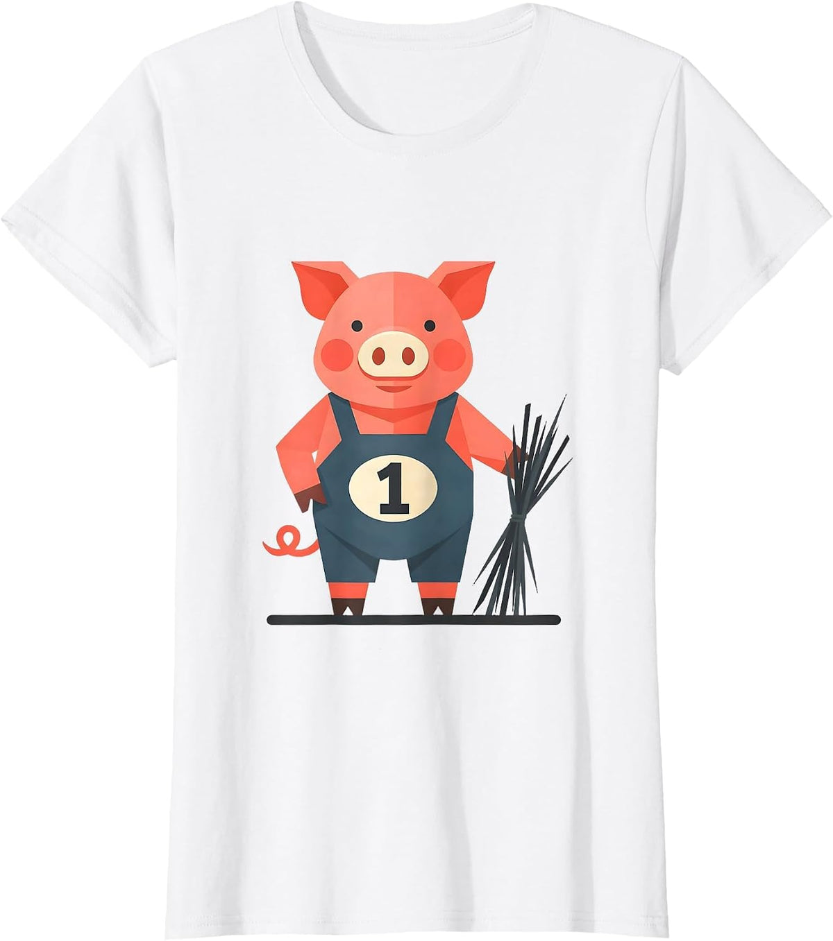 Women's 1 Funny Pig Lover Halloween Costume Humor T-Shirt - White