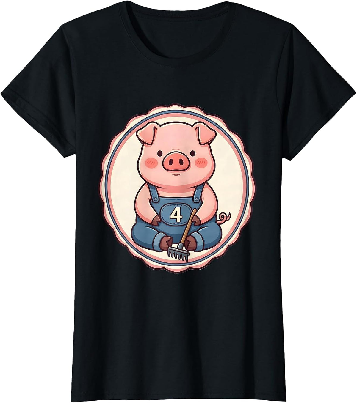 4 Cute Kawaii Pig Lover Halloween Costume Humor T-Shirt - Black