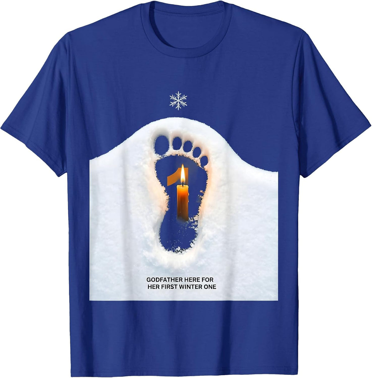 Godfather Here For Her First Winter ONE Matching Winter T-Shirt - Royal Blue