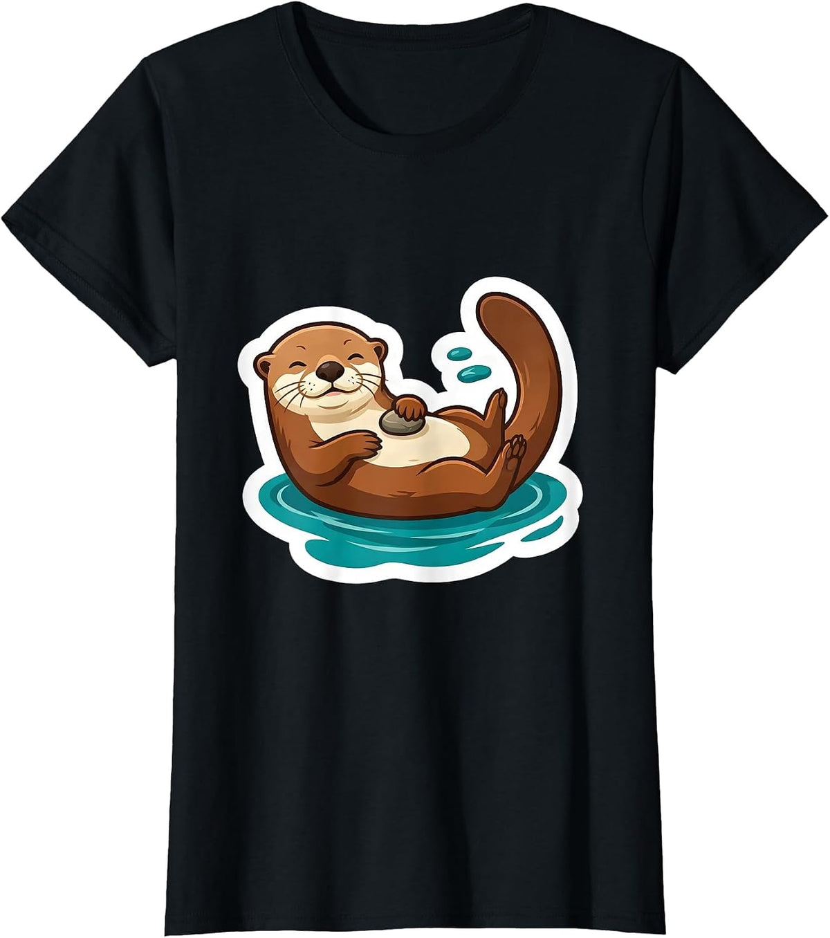 Sea Otter Floating Calm Nature Humor Gift T-Shirt - Black