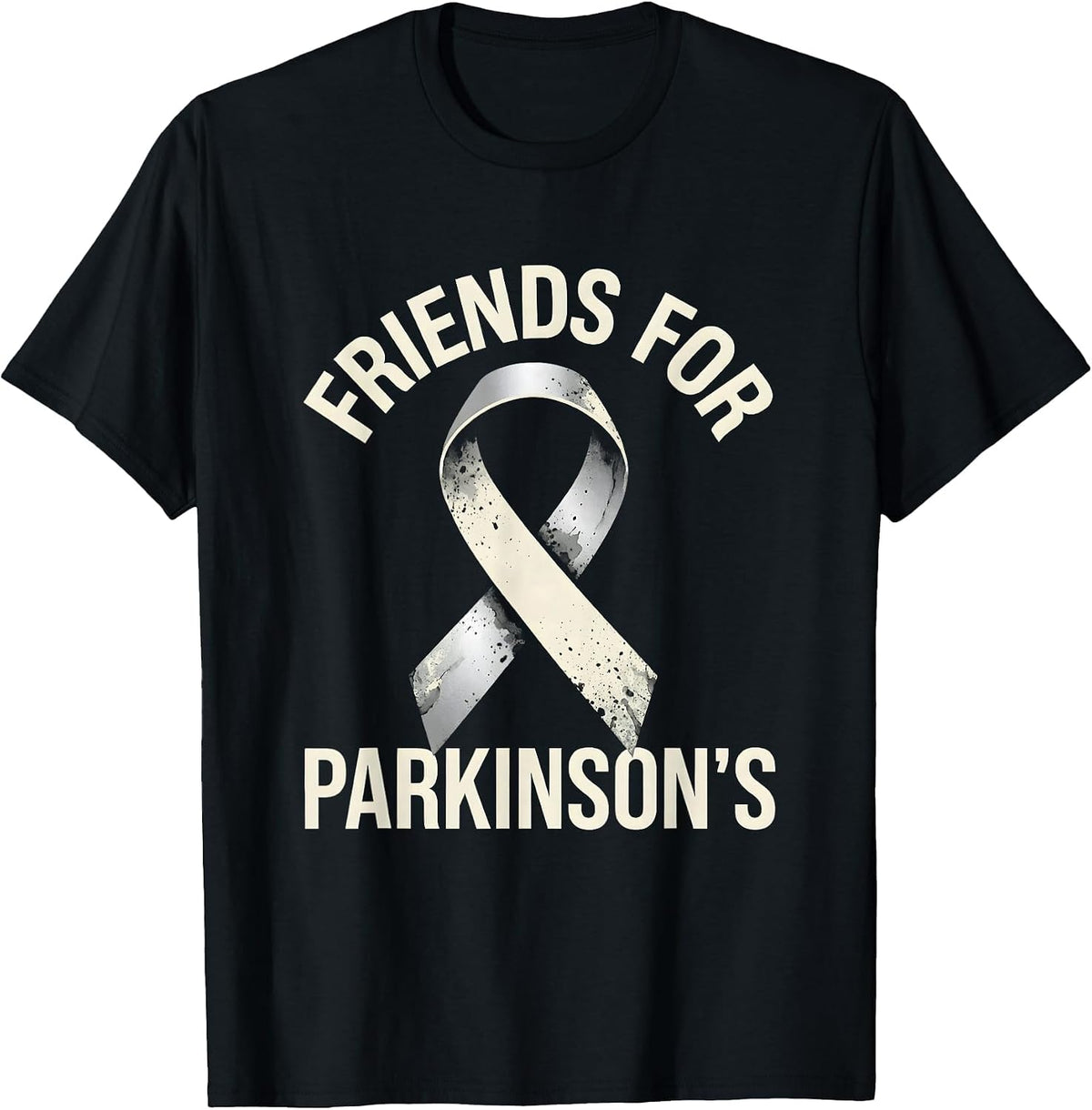 Men's Friends For Parkinson's Support Squad Silver Grey Ribbon T-Shirt - Black