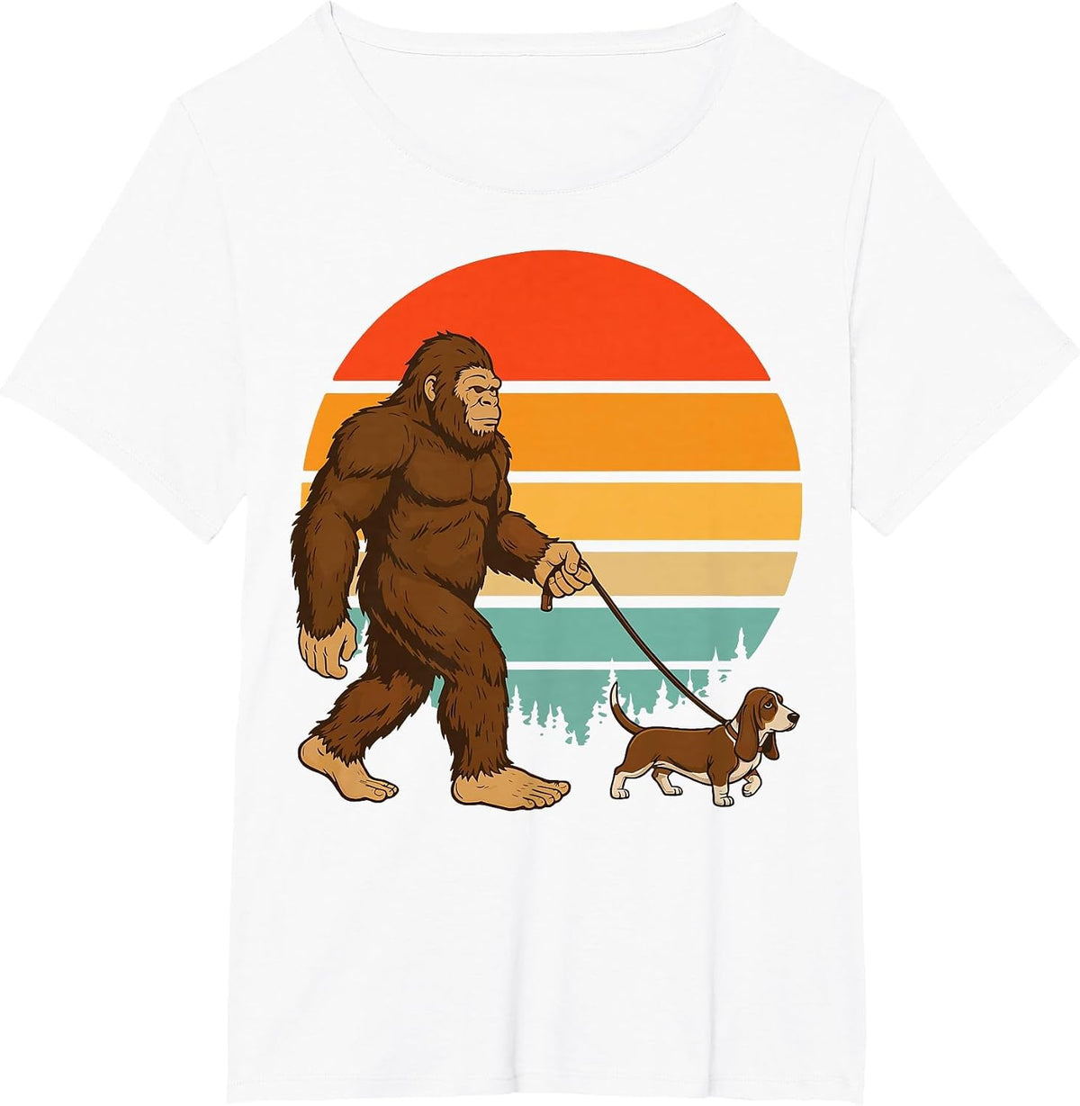 Bigfoot Basset Hound Retro T-Shirt - White