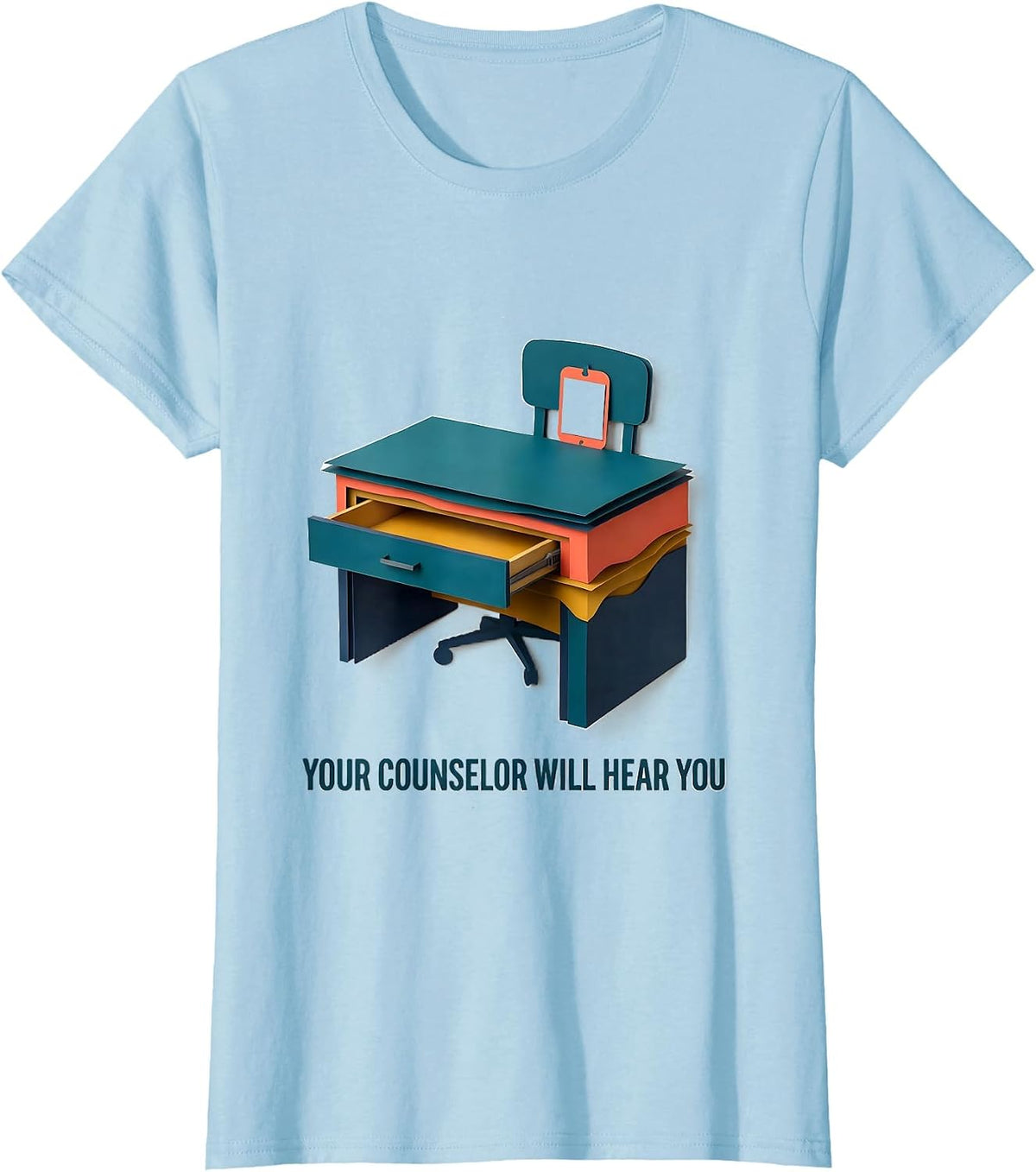 Your Counselor Will Hear You Groovy Retro School Counselor T-Shirt - Baby Blue