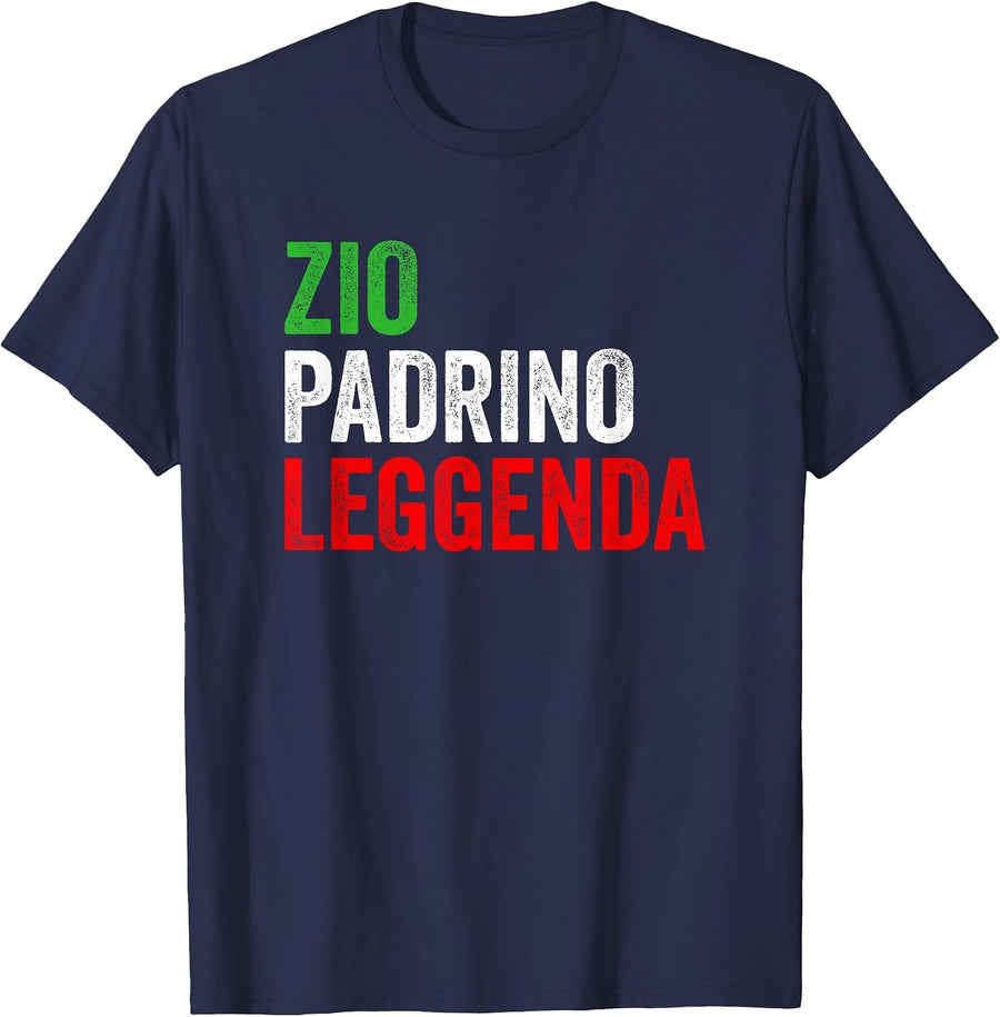 Zio Padrino Leggenda Italian Uncle Godfather Legend T-Shirt - Navy Blue