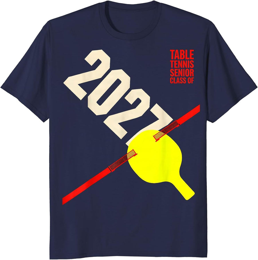 Table Tennis Senior Class Of 2027 Stencil Sport Keepsake T-Shirt - Navy Blue