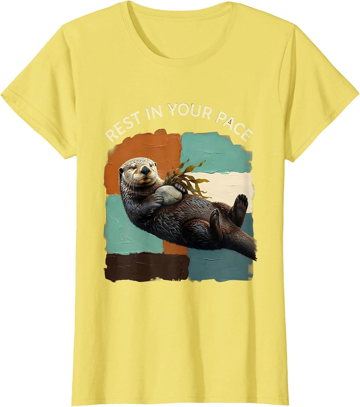 Rest In Your Pace Funny Sea Otter Animal Lover Gift T-Shirt - Lemon Yellow