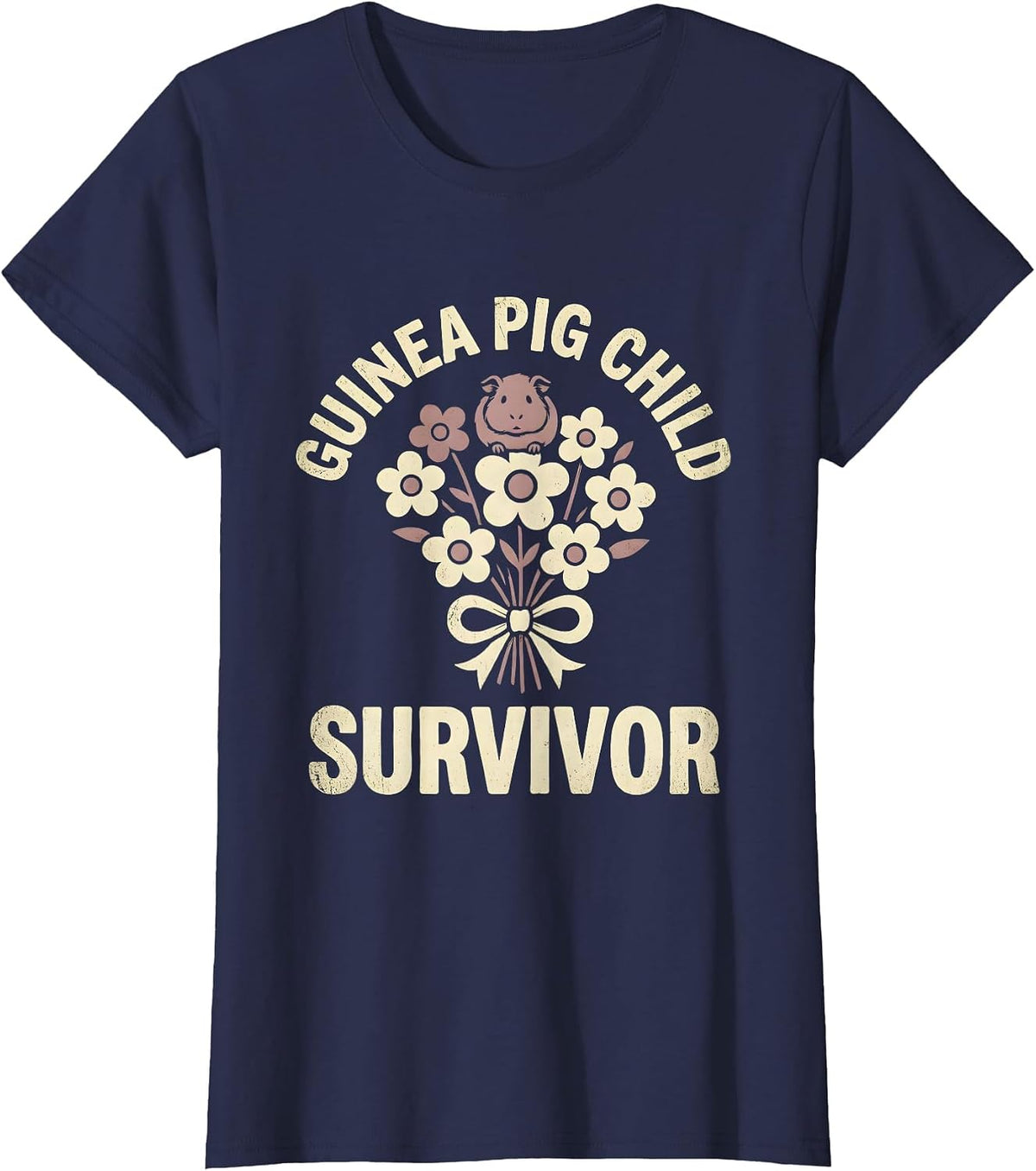 Women's Eldest Daughter Guinea Pig Child Survivor Design T-Shirt - Navy Blue