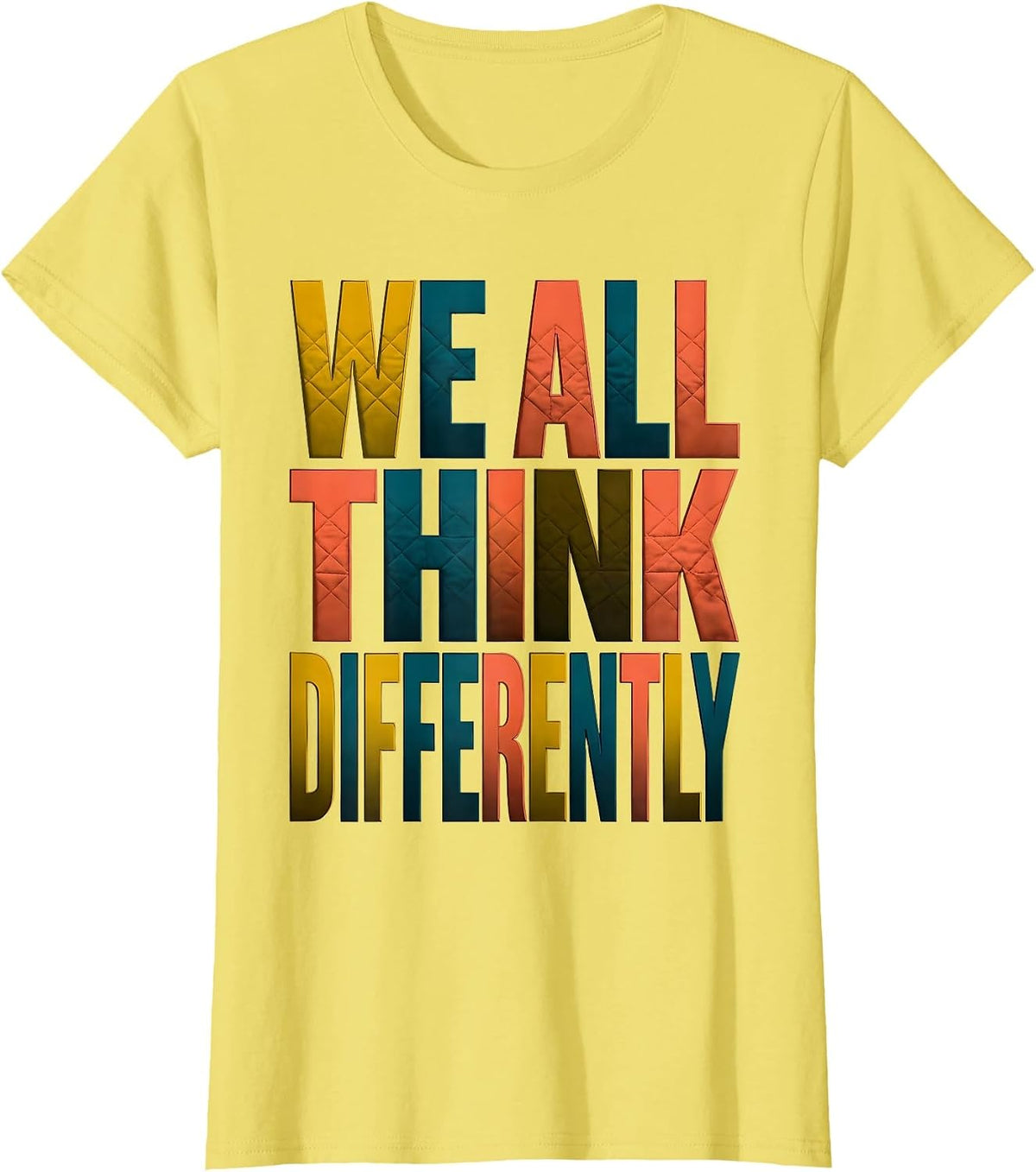 Women's We All Think Differently Autism Awareness Design T-Shirt - Lemon Yellow