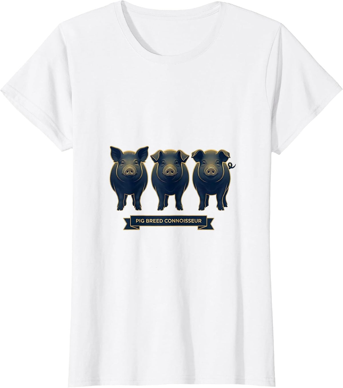 Pig Breed Connoisseur Funny Pet Pig Lover Emblem T-Shirt - White