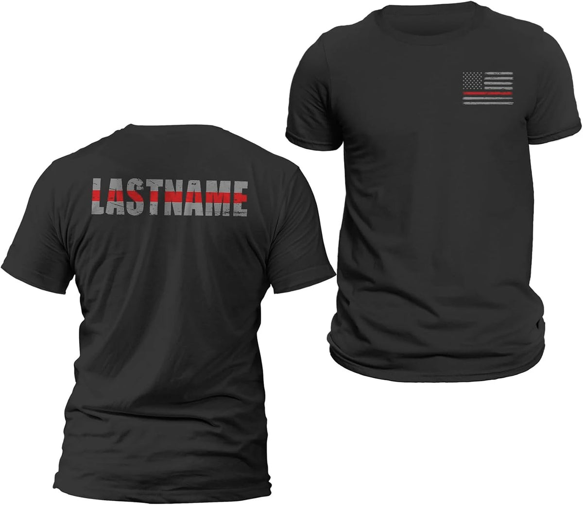 Personalized Firefighter T-Shirt Custom Last Name Fireman Fire Rescue Tee - T-shirt