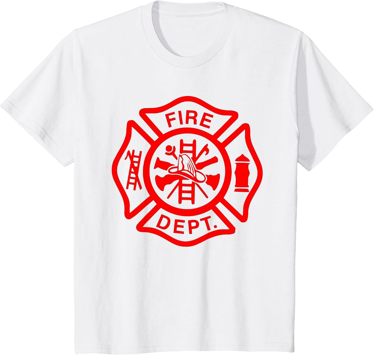 Fire Department Logo Uniform Fireman Symbol Firefighter Gear T-Shirt - White
