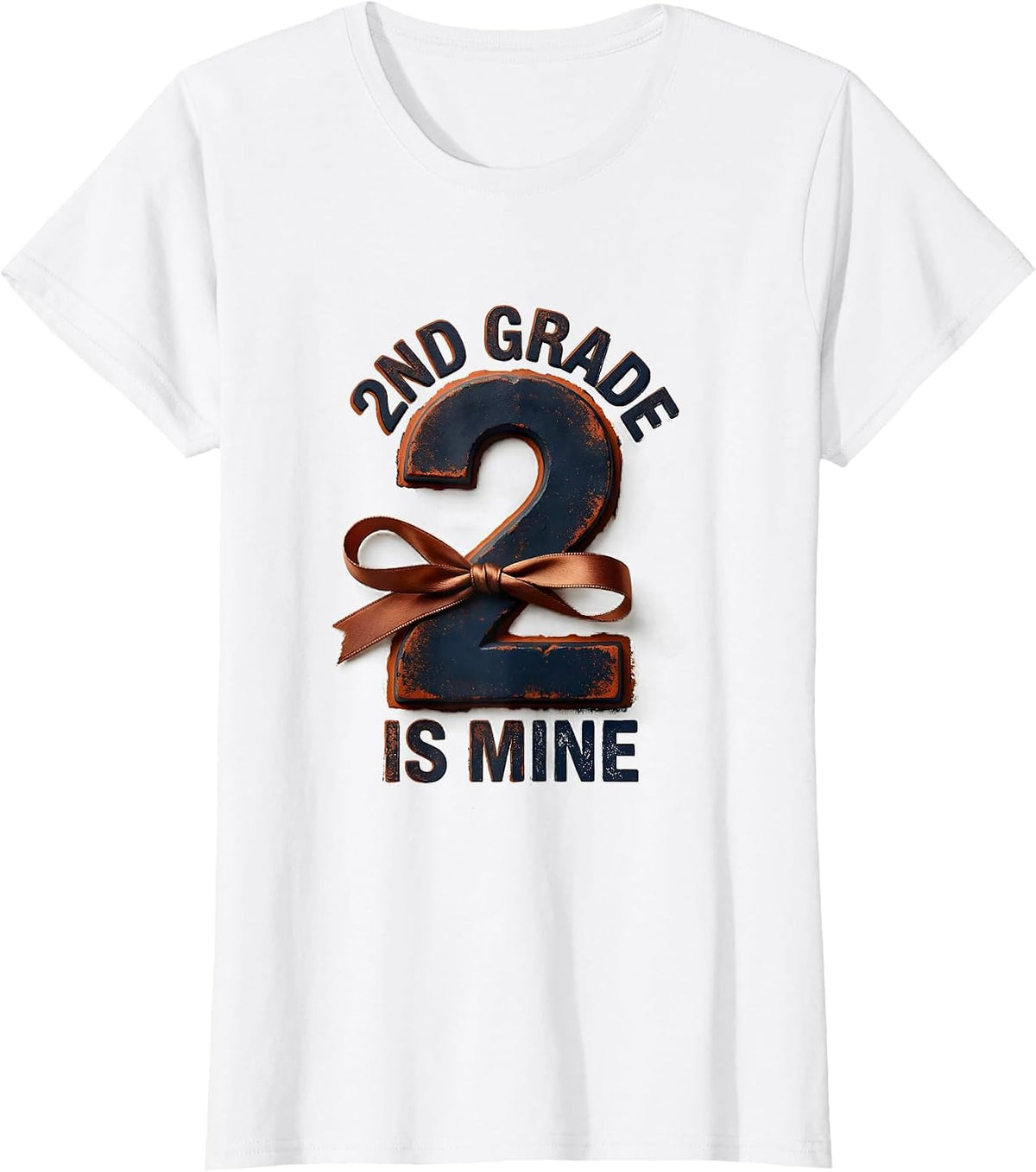 2nd Grade Is Mine Rubber Stamp Coquette Bow Back To School T-Shirt - White