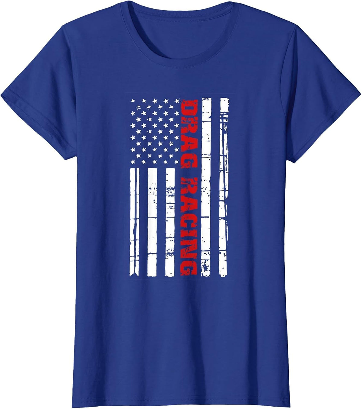 Drag Racing Flag Shirt Street Outlaws Race American T-Shirt - Royal Blue