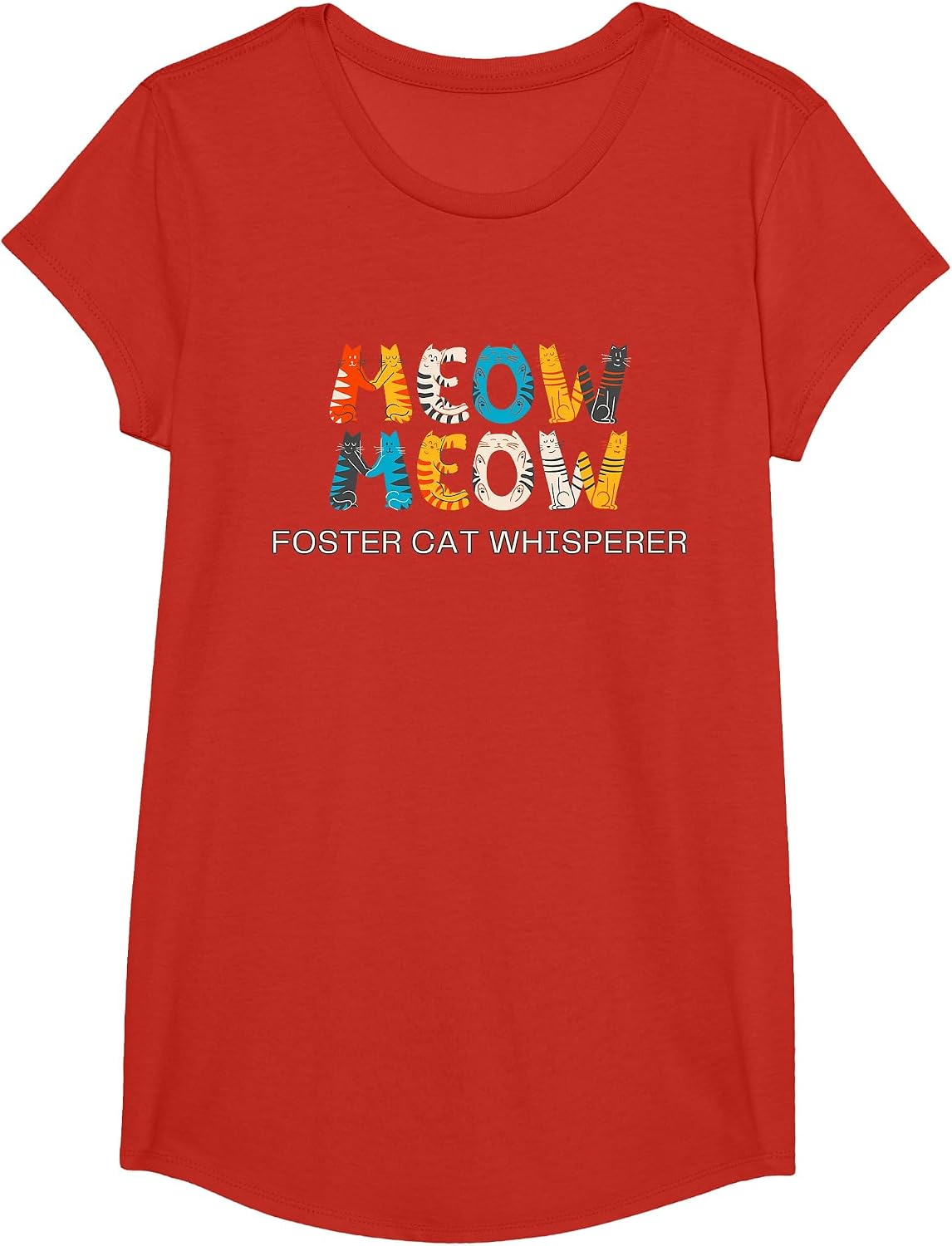 Cat Adoption, Meow, Foster Cat Whisperer T-Shirt - Girls Red