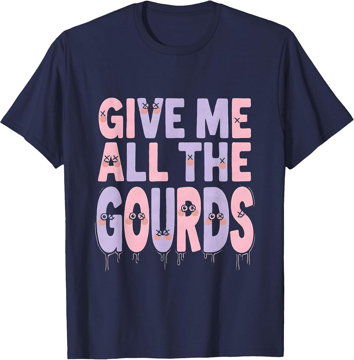 Men's Give Me All The Gourds Fall Harvest Design T-Shirt - Navy Blue