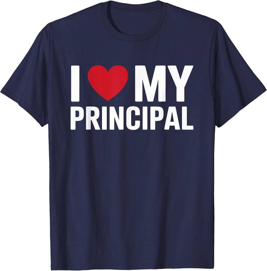 I Love My Principal I Heart My Principal Headmaster T-Shirt - Navy Blue