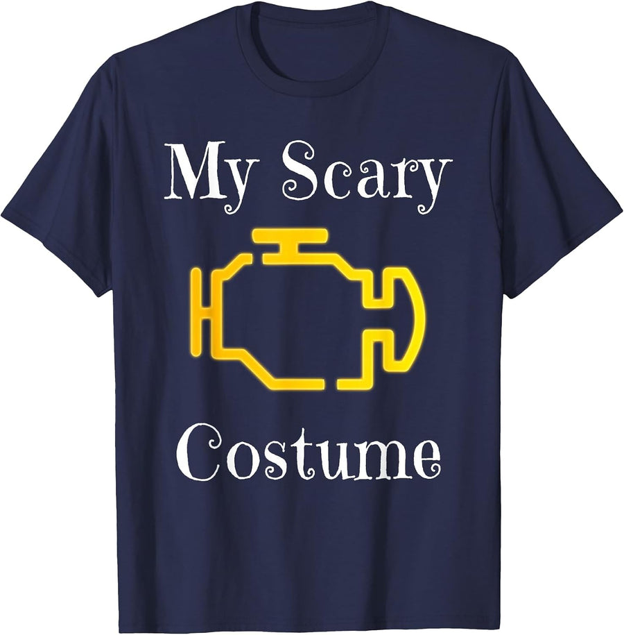 My Scary Costume Car Engine Light Men Womens Adult Halloween T-Shirt - Navy Blue