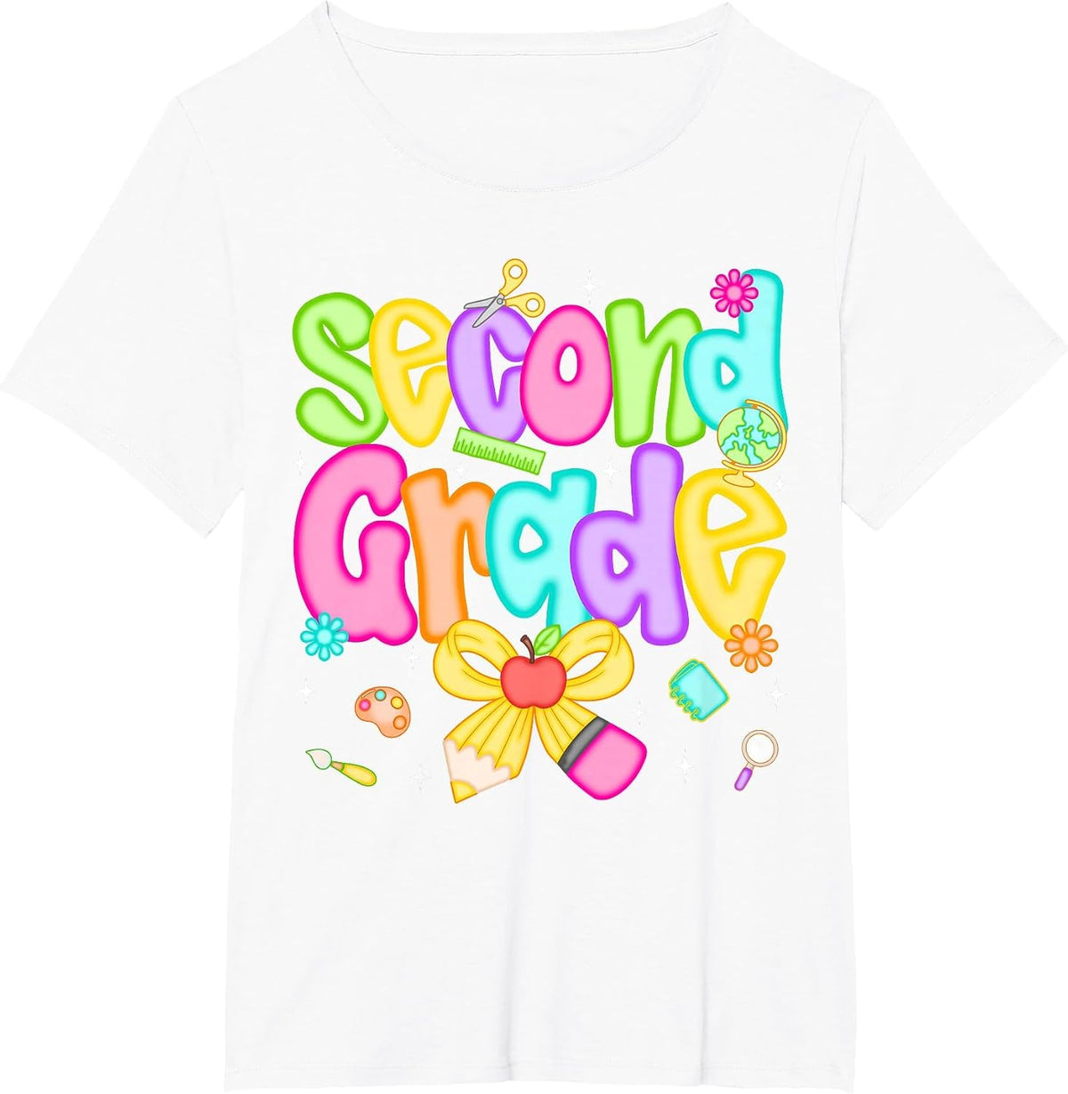 Preppy Second Grade Back to School 2nd Grade Teacher Girls T-Shirt - White