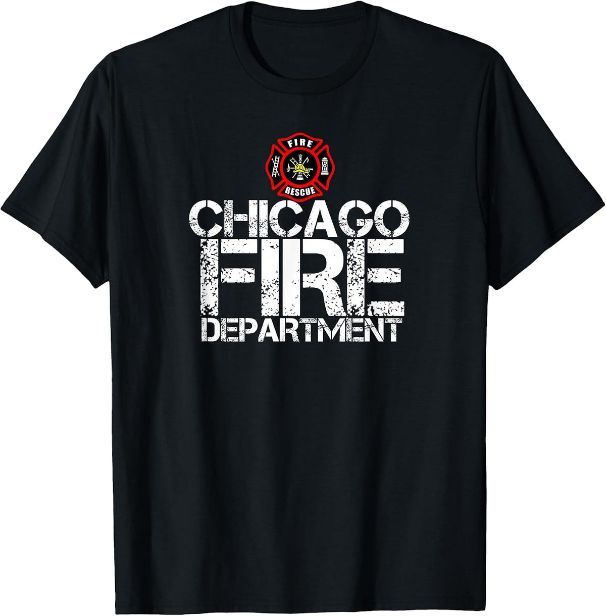 Chicago Fire Department Tshirt Firehouse Tee Shirt T-Shirt - Black
