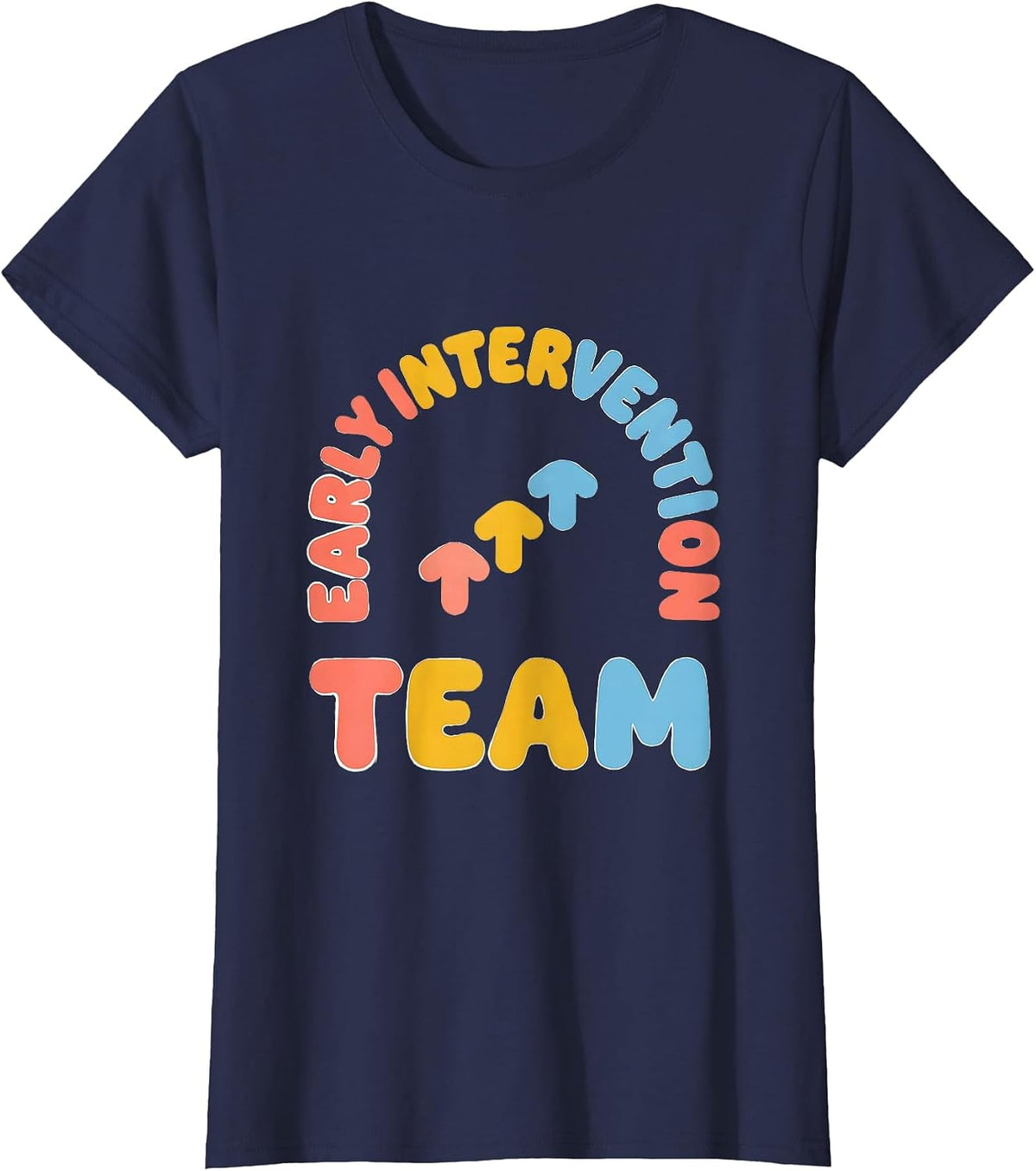 Women's Early Intervention Team Rainbow Pride Teacher Squad T-Shirt - Navy Blue