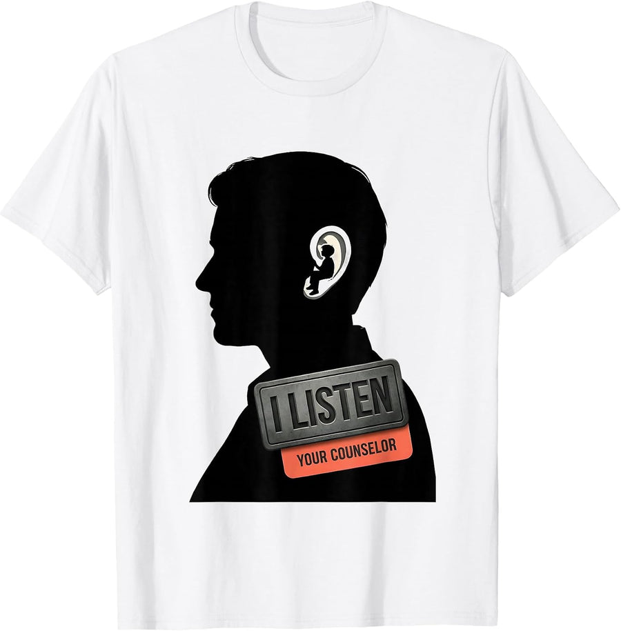Men's I Listen Your Counselor Groovy Retro School Counselor T-Shirt - White