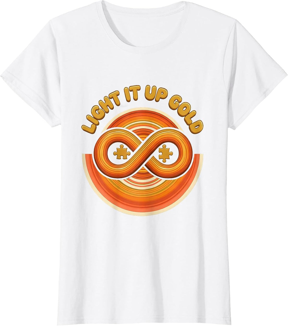 Women's Light It Up Gold Autism Awareness Design T-Shirt - White
