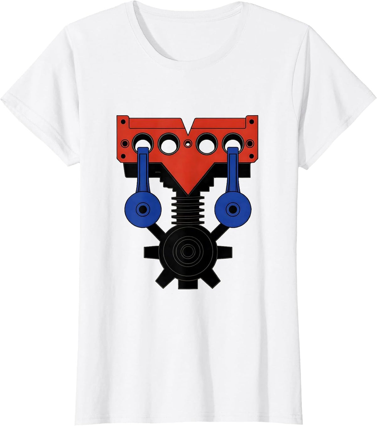 V Bank Engine Blocks Funny Car Mechanic Auto Enthusiast T-Shirt - White