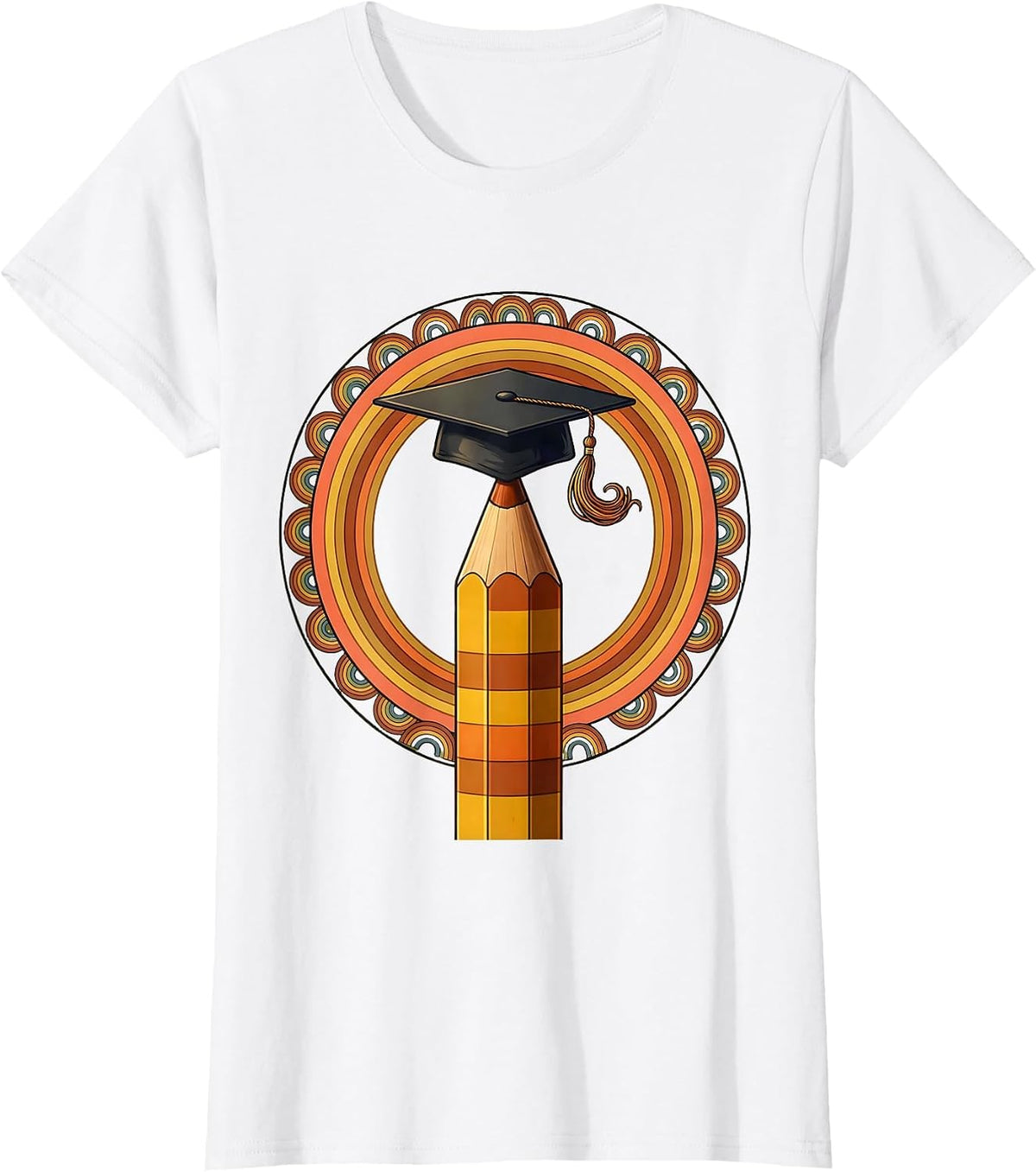 Women's Sped Teacher Graduation Cap Pencil Illustration T-Shirt - White