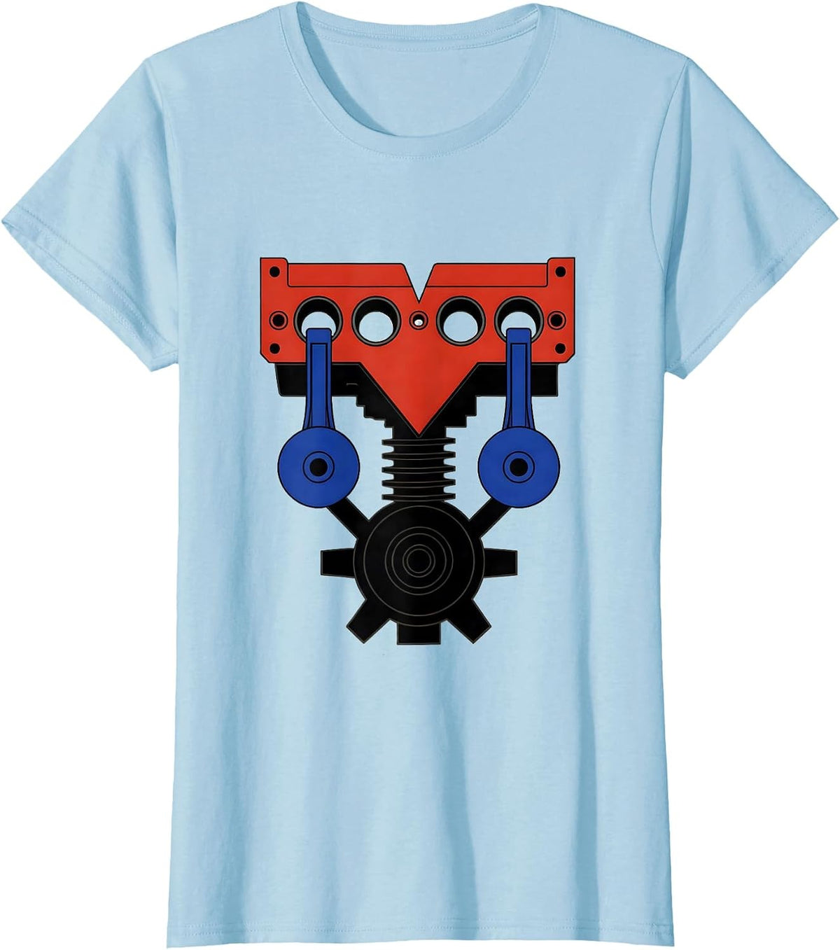 V Bank Engine Blocks Funny Car Mechanic Auto Enthusiast T-Shirt - Baby Blue