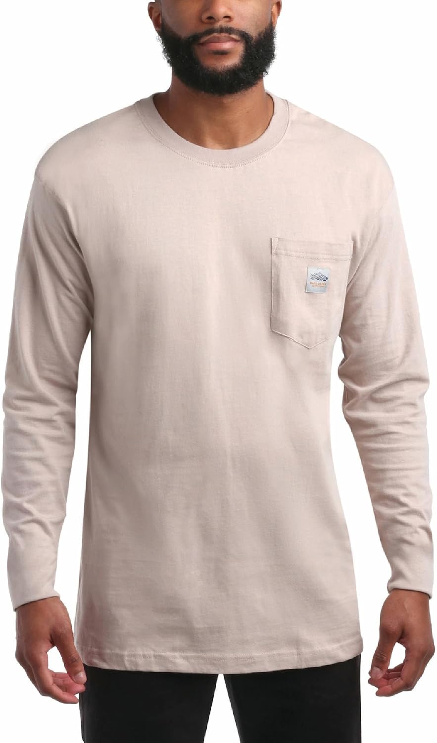 Bass Creek Outfitters Mens Heavyweight Crewneck Long Sleeve Pocket Tee - Bone