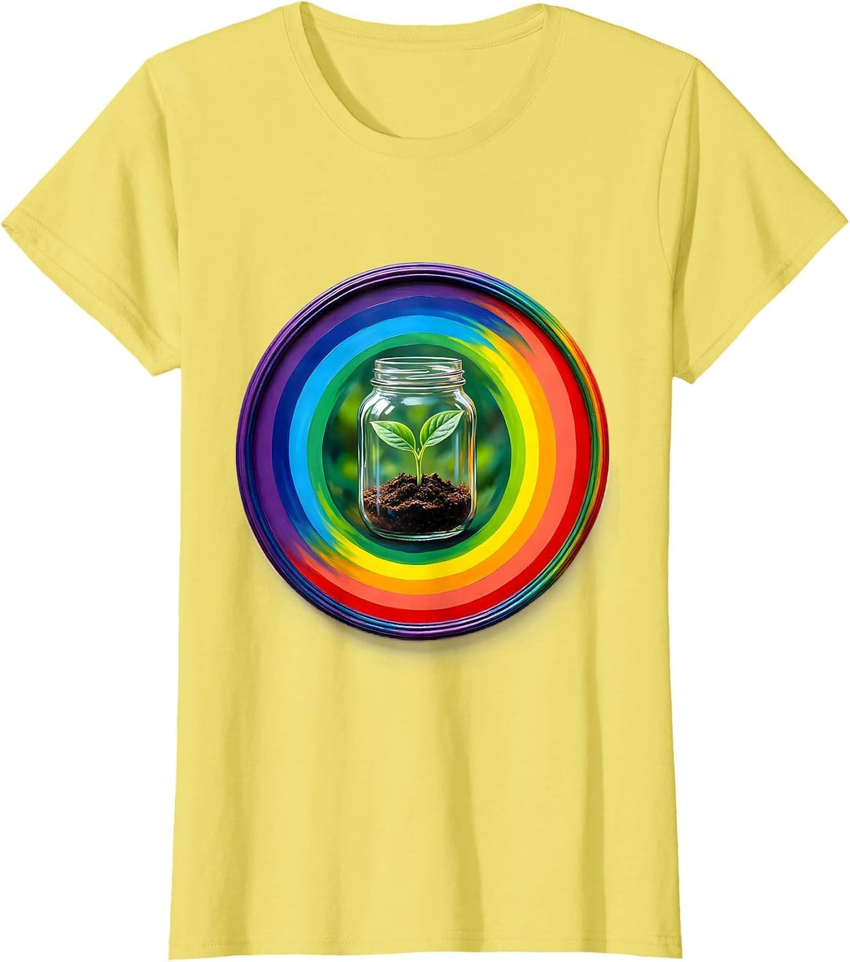 Autism Awareness Seedling in Glowing Jar Design T-Shirt - Lemon Yellow