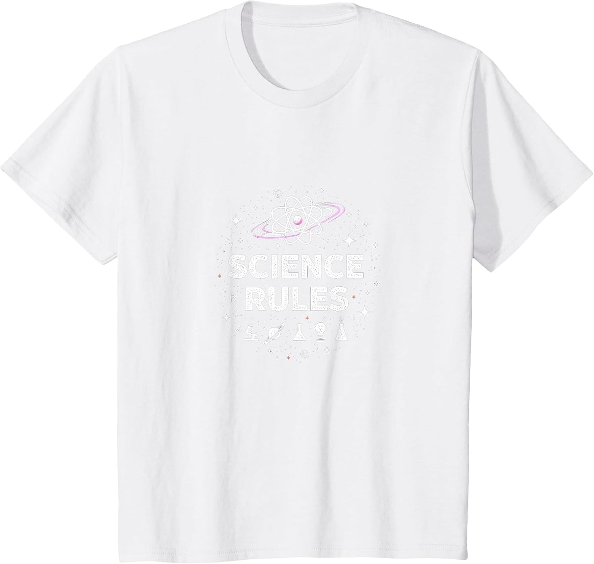 Science Rules Space Exploration Teacher Gift Cosmic Theme T-Shirt - White