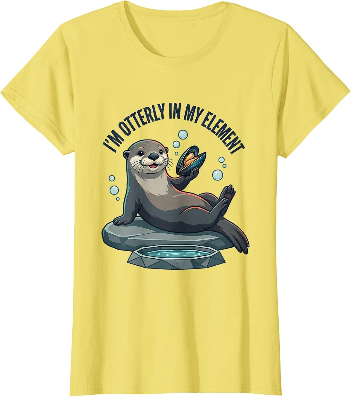 I'm Otterly In My Element Cute Otter Lover Humor Gift T-Shirt - Lemon Yellow