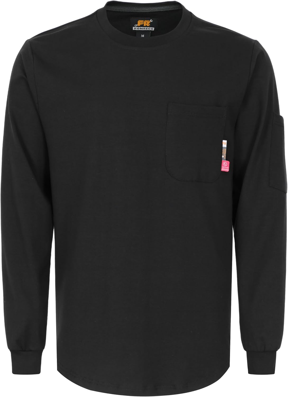 KONRECO FR Shirts for Men Crewneck 6oz 100% Cotton Jersey NFPA2112 CAT2 - Black