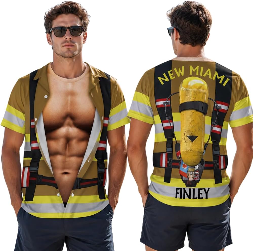 Firefighter Charm - Personalized All-Over-Print T-Shirt Multi - As Pictured
