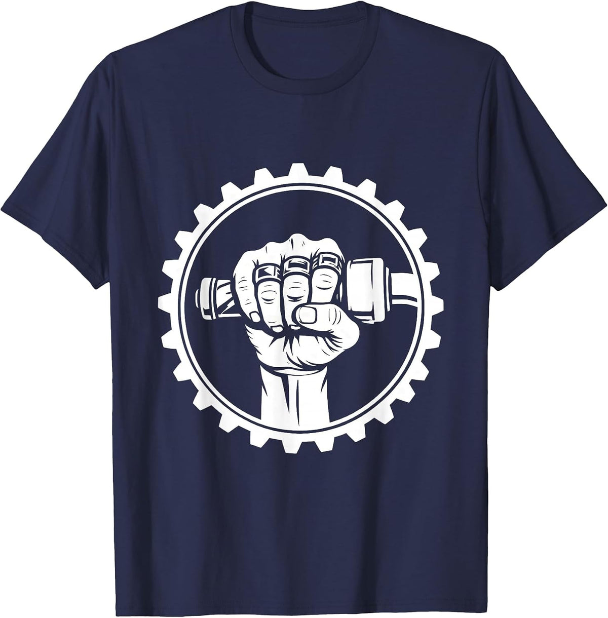 Biker Rings Throttle Grip Motorcycle Graphic T-Shirt - Navy Blue