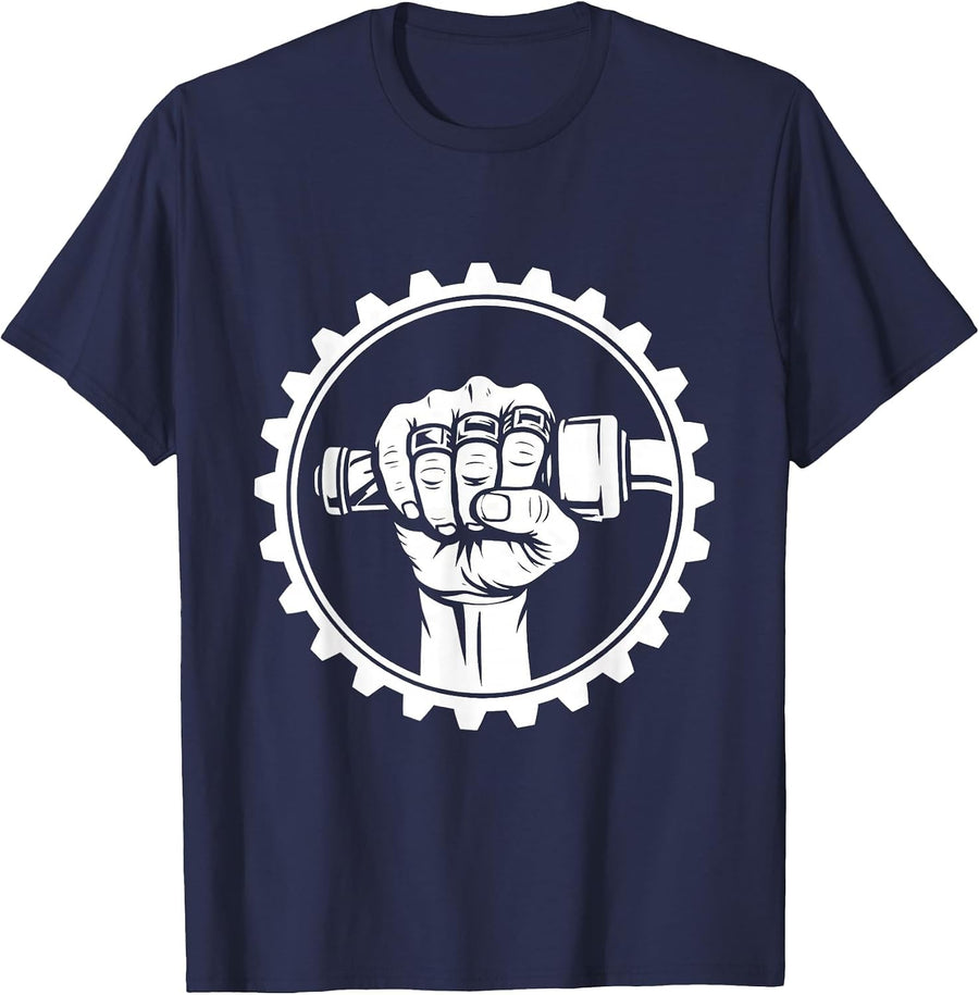 Biker Rings Throttle Grip Motorcycle Graphic T-Shirt - Navy Blue