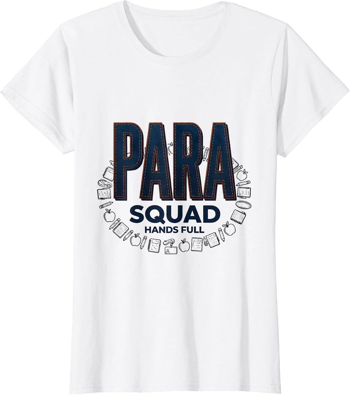 Para Squad Hands Full Bold Typography Back To School T-Shirt - White