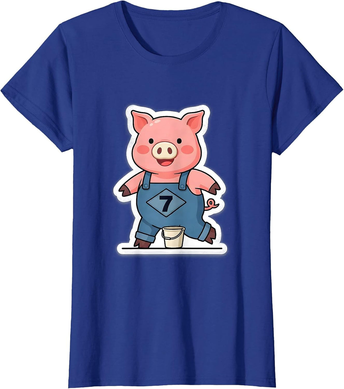 Women's 7 Funny Pig Lover Halloween Costume T-Shirt - Royal Blue