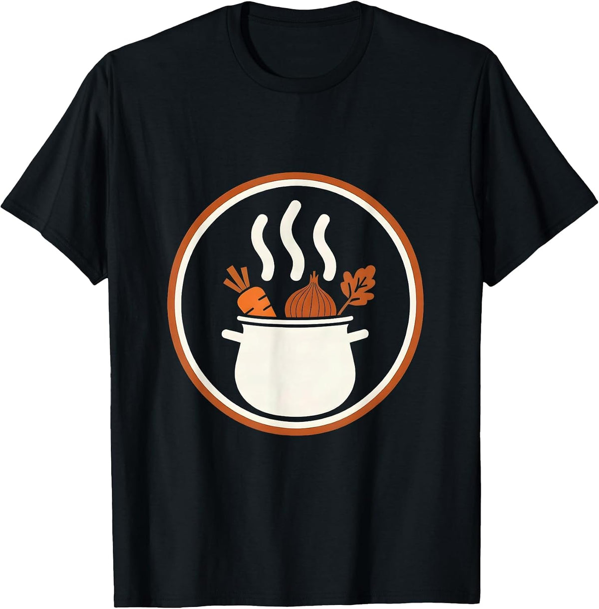 Men's Chef's Bubbling Pot Overflowing Vegetables Graphic T-Shirt - Black