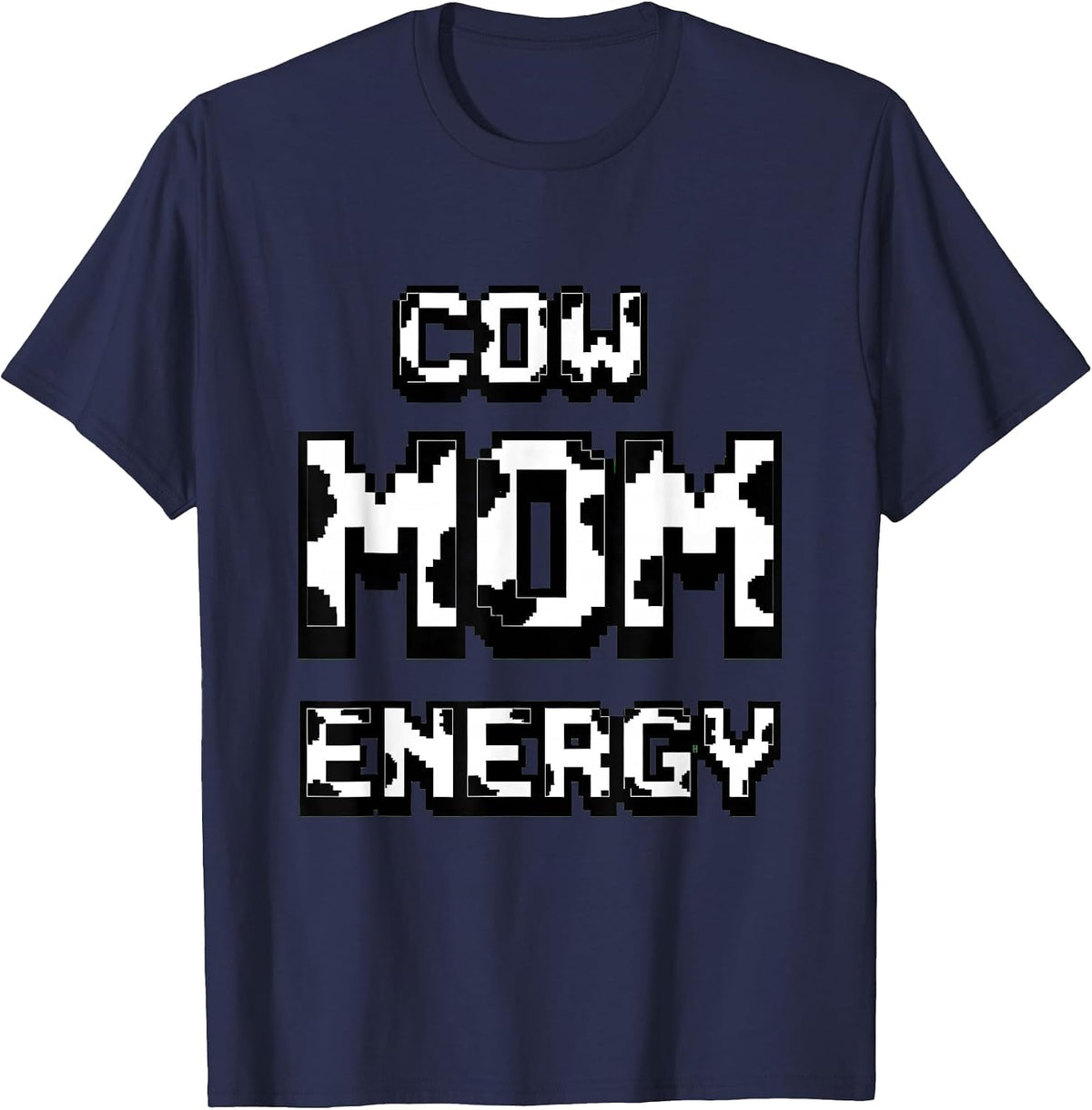 Cow Mom Energy Funny Cattle Lover Design T-Shirt - Navy Blue
