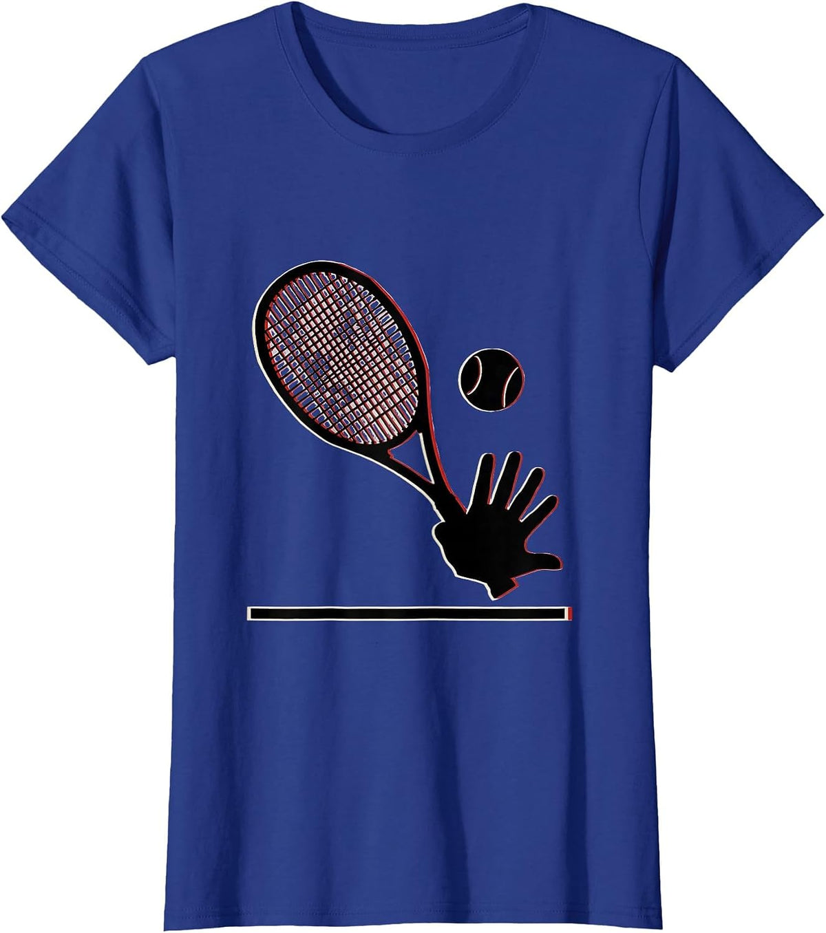 Women's Angular Tennis Racket Hand Silhouette Humor Player Gift T-Shirt - Royal Blue